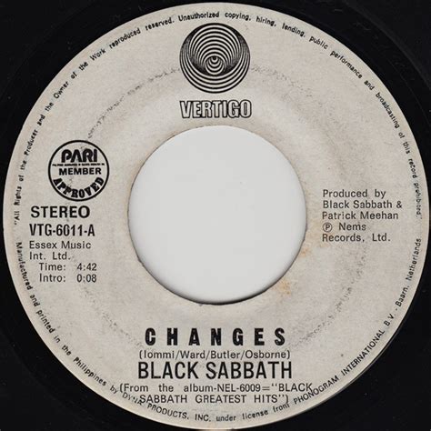 Black Sabbath – Changes (1977, Vinyl) - Discogs