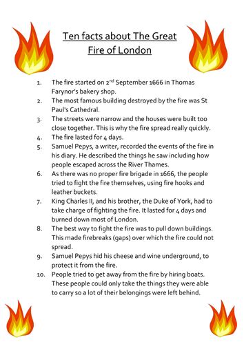 Great fire of London Facts by Lauras2412 - Teaching Resources - Tes