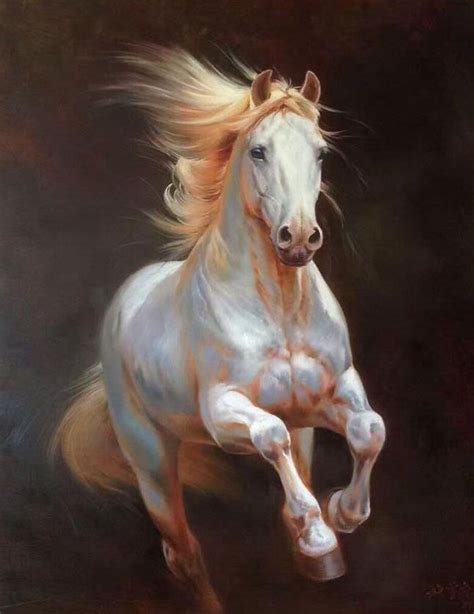 Pet Portraits Pet Supplies Animal painting White Horse painting Horse ...