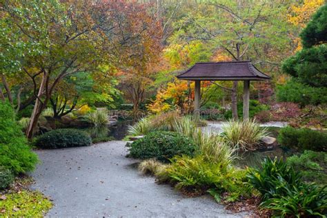 Fall Colors Along the Path and Pond at Gibbs Gardens in Georgia Stock ...