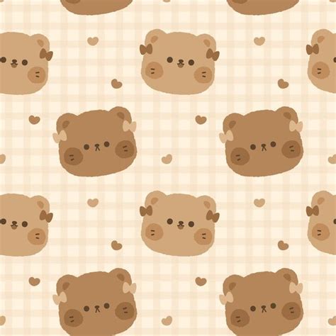 Premium Vector | Cute teddy bear choco seamless pattern kawaii ...