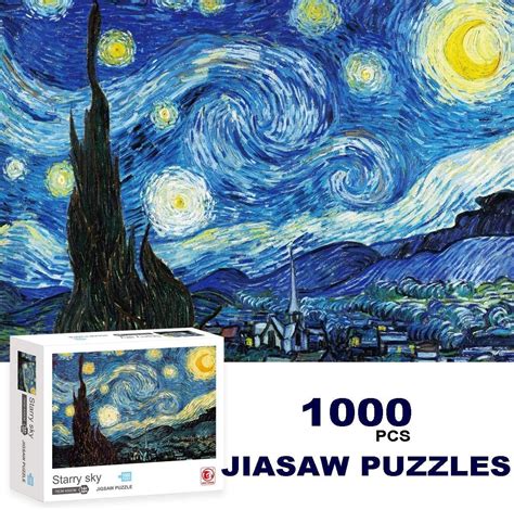 Jigsaw Puzzle 1000 Piece Starry Night by Vincent Van Gogh Puzzle for ...