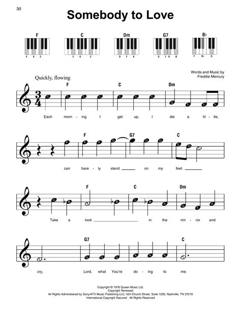 Somebody To Love (Super Easy Piano) - Print Sheet Music Now