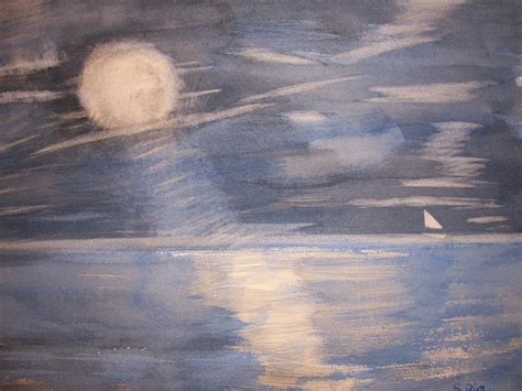 Full Moon Over Ocean Painting by Spencer Joyner