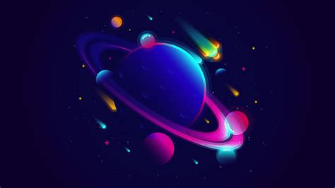 2880x1800 Saturn Planet Illustration Minimalist Macbook Pro Retina ,HD ...