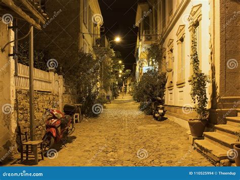 Night View of Historical, Old Street in Old Town Stock Photo - Image of ...