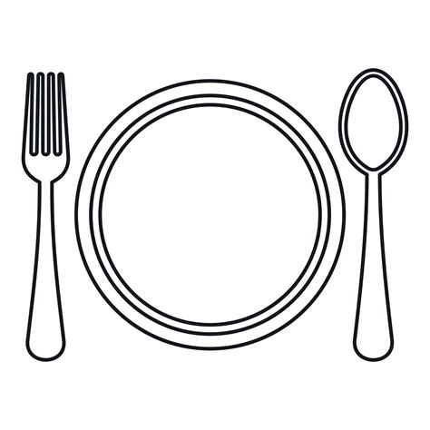 Plate, spoon and fork icon, outline style 14652206 Vector Art at Vecteezy