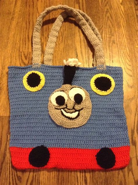 Thomas the train inspired tote bag by Channiebugcrochet on Etsy