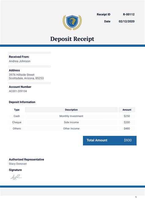 Deposit Receipt Template Receipt Template Being A Landlord Templates ...