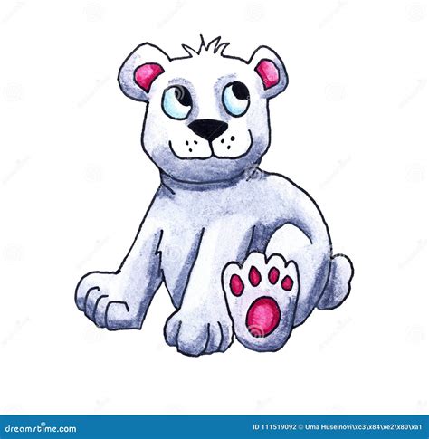 Watercolor Polar Bear Cub stock illustration. Illustration of beast ...