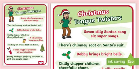 Christmas Tongue Twisters Poster (teacher made) - Twinkl