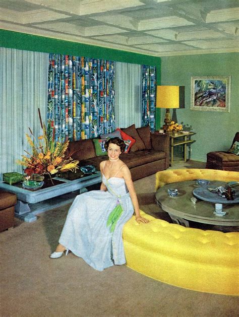 Cyd Charisse in her living room, 1950 | Mid century decor, Retro living ...