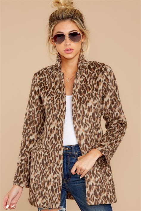 Stylish Brown Jacket - Leopard Print Notched Jacket - Top - $58.00 ...