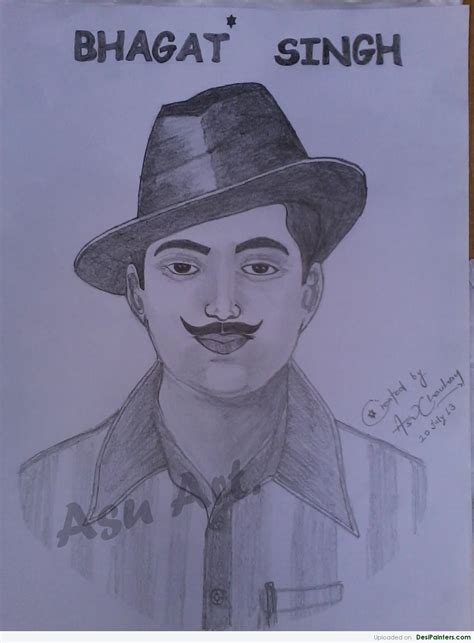 Pencil Sketch Of Shaheed Bhagat Singh - Desi Painters