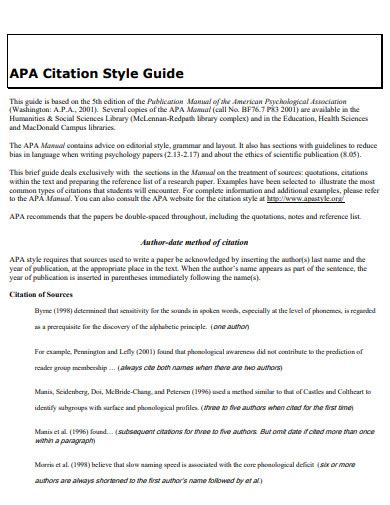 APA Style Citation - 26+ Examples, PDF