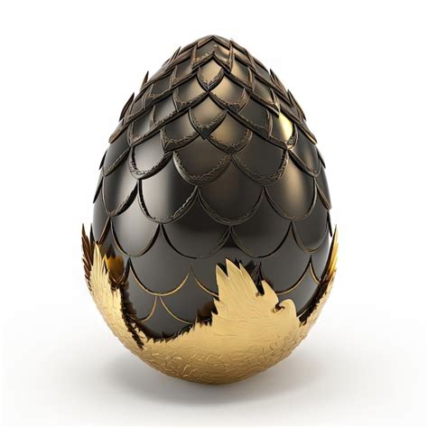 Premium Photo | Dragon Egg Isolated Black and Gold Scaled Fantasy Eggs ...