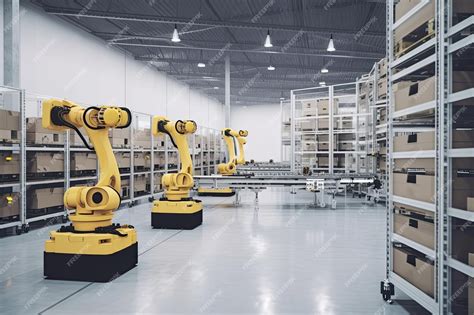 Premium Photo | Smart warehouse with automated robots generative ai