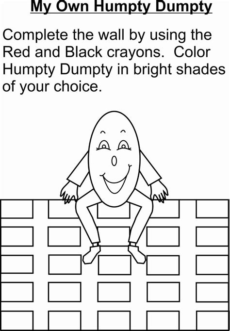 Humpty Dumpty coloring page printable for kids