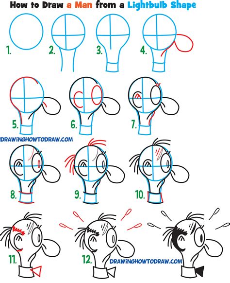 Learn How to Draw Cartoon Men Character's Faces from Household Objects ...