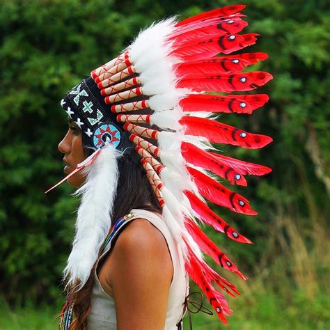 Red Indian Chief Headdress - 65cm – Indian Headdress - Novum Crafts