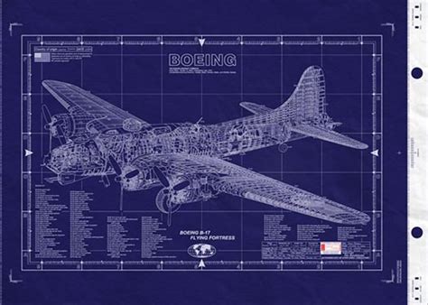 BOEING B-17 Blueprint Of The FLYING FORTRESS | Etsy