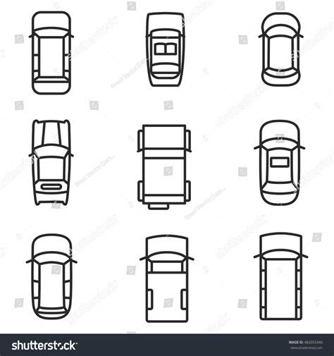 Car Top View Vector Icons Simple Stock Vector (Royalty Free) 482055340 ...