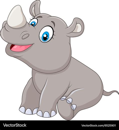 Cartoon baby rhino sitting isolated Royalty Free Vector