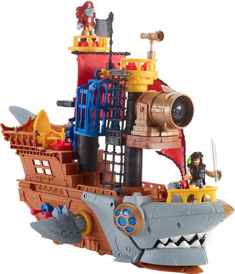 Amazon.com: Fisher-Price Imaginext Shark Bite Pirate Ship, Playset with ...