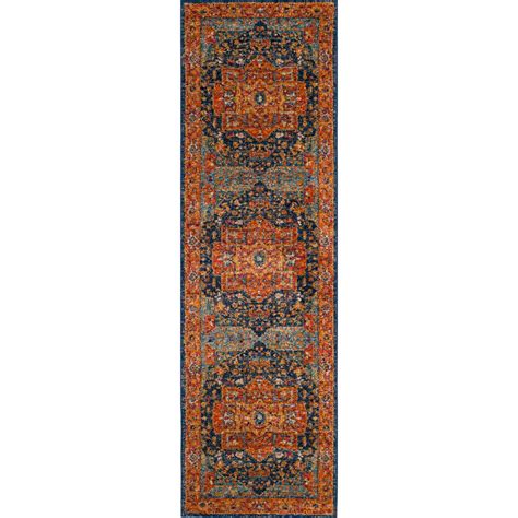 Evoke Blue/Orange Runner Rug - Froy.com