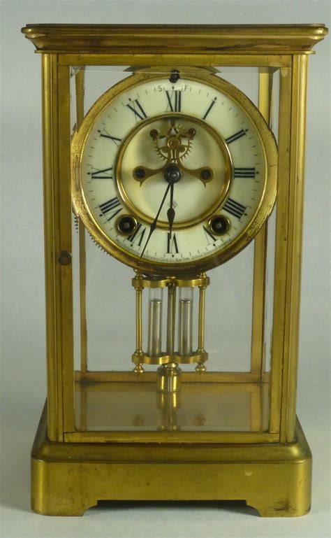 Mantle Clock ANSONIA BRASS AND GLASS MANTLE CLOCK - Tangible Investments