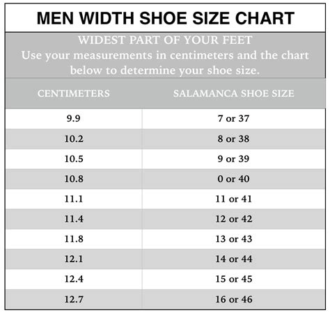 Copy of Shoe Size Chart — Salamanca Custom Made Tango Shoes