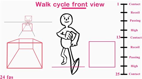 How to animate walk cycle in front view - YouTube