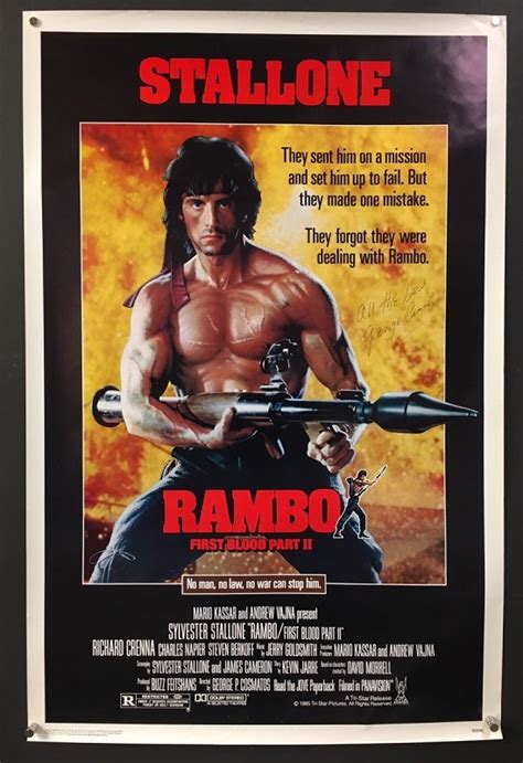 Rambo, First Blood Part 2 (1985) – Original Autographed One Sheet Movie ...