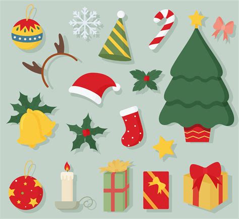 Christmas items colorful cartoon collection. 12391916 Vector Art at ...