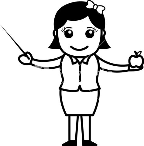 Teacher With Stick And Apple - Cartoon Character Royalty-Free Stock ...