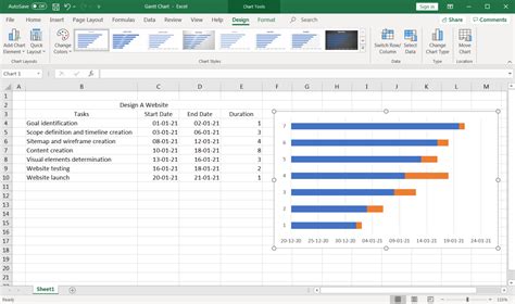 create gantt chart in excel Excel t minus