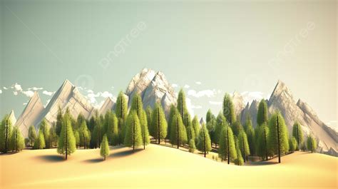 Background Gambar 3d Pemandangan Alam Dengan Pepohonan, Pemandangan ...