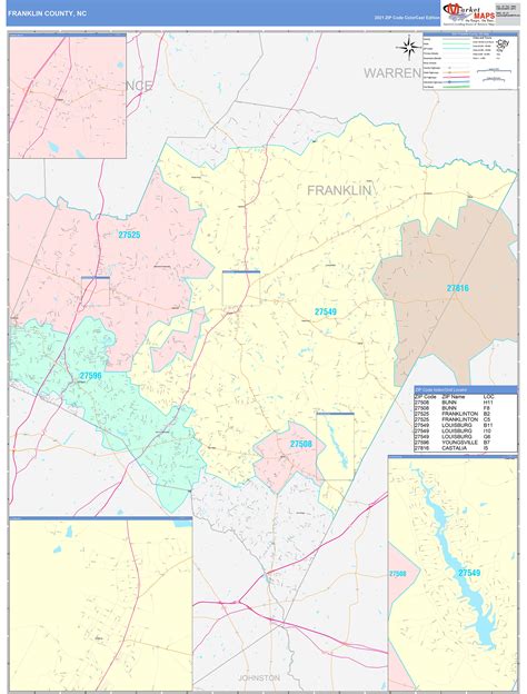 Franklin County, NC Wall Map Color Cast Style by MarketMAPS - MapSales