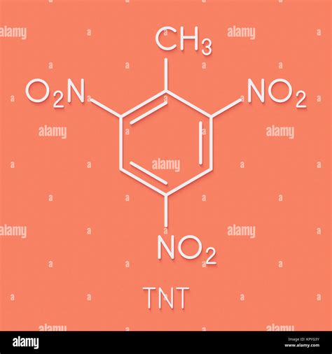 Trinitrotoluene (TNT) high explosive molecule. Skeletal formula Stock ...