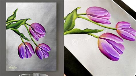 step by step acrylic painting on canvas for beginners Tulips painting ...