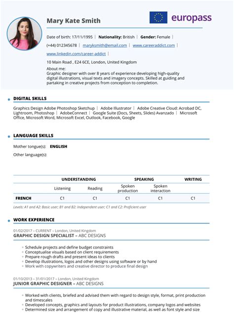 Europass Cv Font Size - Printable Form, Templates and Letter