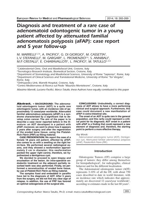 (PDF) Diagnosis and treatment of a rare case of adenomatoid odontogenic ...