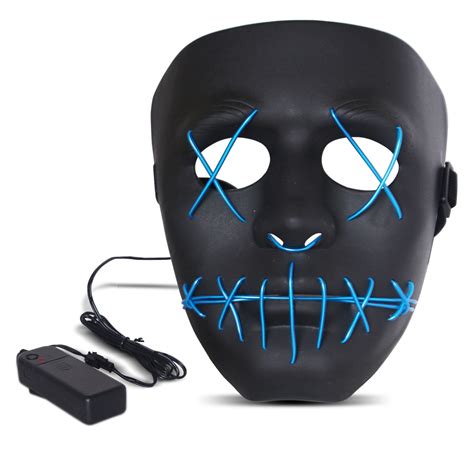 Halloween LED Mask Purge Masks with Lighten EL Wires Scary Light Up ...