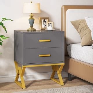 White Nightstand with 2 Storage Drawers, Modern Night Stands Bedside ...