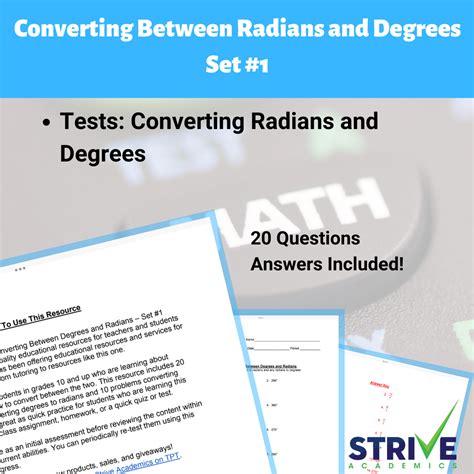 Converting Between Degrees and Radians Set 2 Worksheet - Payhip ...