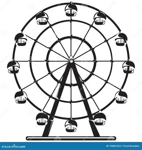 Ferris Wheel in Monochrome Design. Stock Vector - Illustration of ...