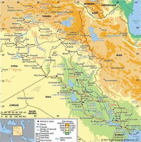 The Tigris and Euphrates river basin and its drainage network. Mid ...