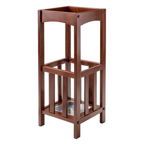 Winsome Wood Rex Umbrella Stand with Metal Tray, Walnut Finish in the ...