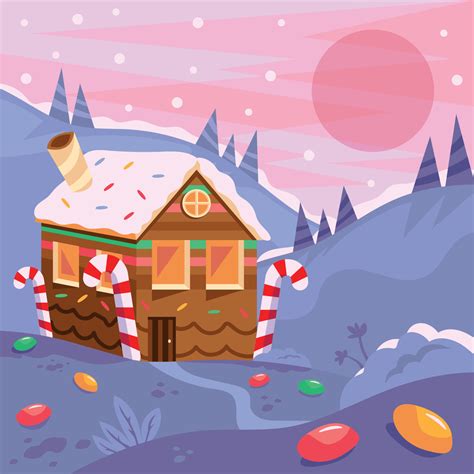 Gingerbread House Christmas Landscape Background 13064215 Vector Art at ...