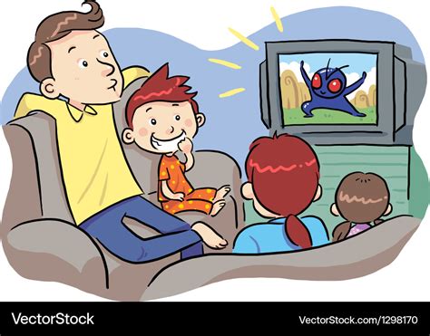 Watching tv with family Royalty Free Vector Image